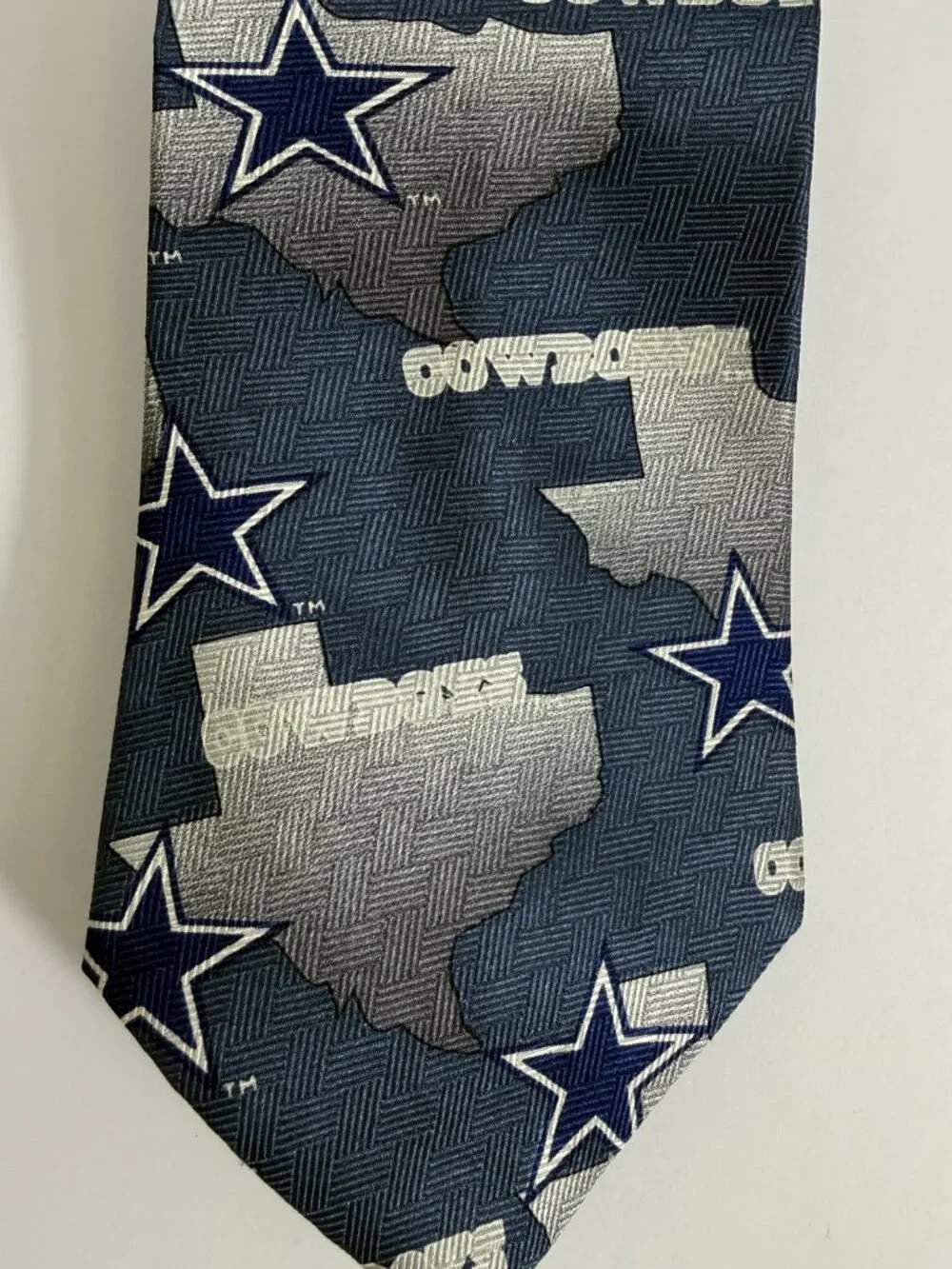 Vintage Dallas Cowboys Tie Team NFL Silk Made In USA Texas Star Logo Navy Blue